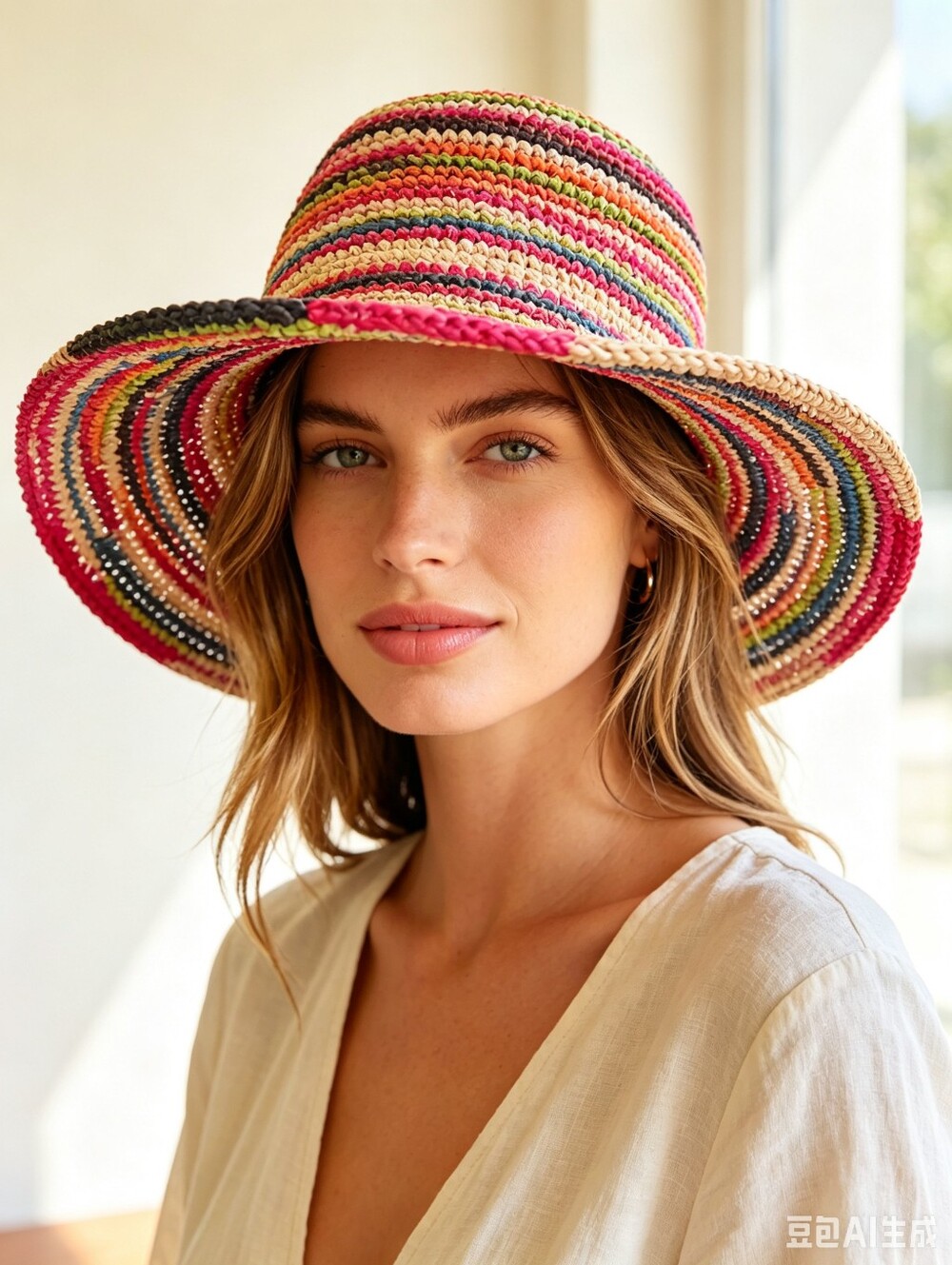 Colorful Multistripe Crochet Sun Hat